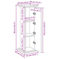vidaXL Piedestal med förvaring vit 31x30x90 cm konstruerat trä