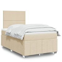 vidaXL Ramsäng med madrass gräddvit 120x190 cm tyg