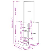 vidaXL Apoteksskåp vit 40x41x144,5 cm konstruerat trä