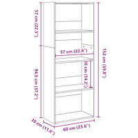 vidaXL Bokhylla sonoma-ek 60x30x152 cm konstruerat trä