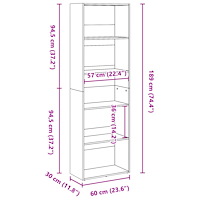 vidaXL Bokhylla ek 60x30x189 cm konstruerat trä