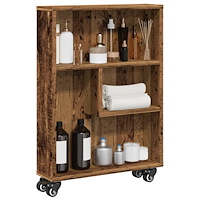 vidaXL Smal förvaringsvagn åldrat trä 48x13x68 cm konstruerat trä