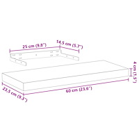 vidaXL Svävande hyllor 2 st 60x23,5x4 cm konstruerat trä