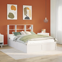 vidaXL Sängram utan madrass vit 140x200 cm massiv furu