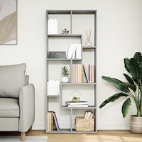 vidaXL Bokhylla/Rumsavdelare betonggrå 67x25x161,5 cm konstruerat trä