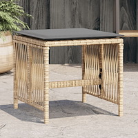 vidaXL Trädgårdspallar m. dynor 4 st mix beige 41x41x36cm konstrotting