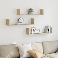 vidaXL Vägghyllor 3 st sonoma-ek 80x18x18 cm konstruerat trä