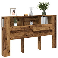 vidaXL Sänggavel m förvaring åldrat trä 180x18,5x102,5 cm konstr. trä