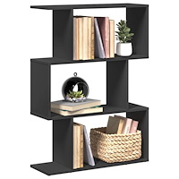 vidaXL Bokhylla/Rumsavdelare 3hyllor svart 70x24x97 cm konstruerat trä