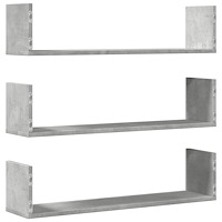 vidaXL Vägghyllor 3 st betonggrå 80x18x18 cm konstruerat trä