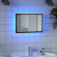 vidaXL Badrumsspegel med LED åldrat trä 60x8,5x38 cm