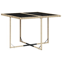 vidaXL Matgrupp för trädgården med dynor 9 delar mixbeige konstrotting
