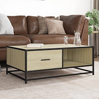 vidaXL Soffbord sonoma-ek 90x57x35 cm konstruerat trä och metall