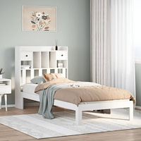 vidaXL Säng med bokhylla utan madrass vit 90x190cm massiv furu