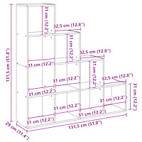 vidaXL Bokhylla/Rumsavdelare 4 hyllor 131,5x29x131,5cm konstruerat trä