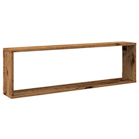 vidaXL Vägghylla kubformad 4 st åldrat trä 100x15x30cm konstruerat trä