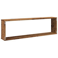 vidaXL Vägghylla kubformad 4 st åldrat trä 100x15x30cm konstruerat trä