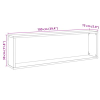 vidaXL Vägghylla kubformad 4 st åldrat trä 100x15x30cm konstruerat trä