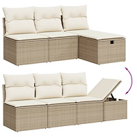 vidaXL Matgrupp för trädgården med dynor 8 delar beige konstrotting