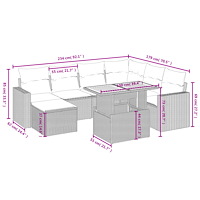 vidaXL Matgrupp för trädgården med dynor 8 delar beige konstrotting