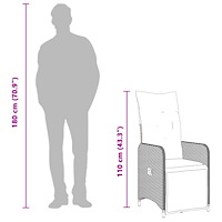 vidaXL Matgrupp för trädgården med dynor 7 delar brun konstrotting