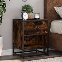vidaXL Sängbord 2 st rökfärgad ek 40x31x50 cm konstruerat trä
