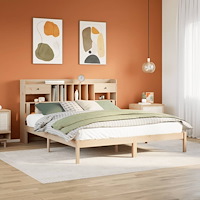 vidaXL Säng med bokhylla utan madrass 180x200cm massiv furu