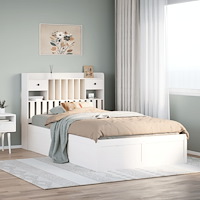 vidaXL Sängram utan madrass vit 135x190 cm massiv furu
