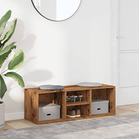 vidaXL Skoförvaringsbänk åldrat trä 105x35x35 cm konstruerat trä