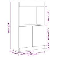 vidaXL Högskåp rökfärgad ek 63x33x100 cm konstruerat trä