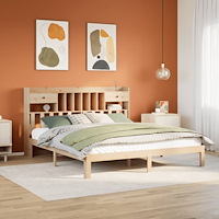 vidaXL Säng med bokhylla utan madrass 180x200cm massiv furu