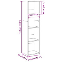 vidaXL Bokhylla vit 40x30x152 cm konstruerat trä