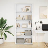 vidaXL Bokhylla vit 80x30x189 cm konstruerat trä