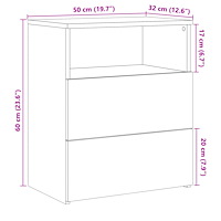 vidaXL Sängbord 2 st åldrat trä 50x32x60cm konstruerat trä