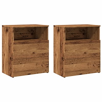 vidaXL Sängbord 2 st åldrat trä 50x32x60cm konstruerat trä