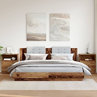 vidaXL Sängbord 2 st åldrat trä 50x32x60cm konstruerat trä