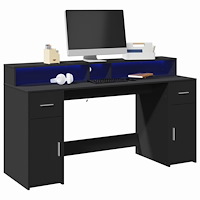 vidaXL Skrivbord med LED svart 160x55x91 cm konstruerat trä