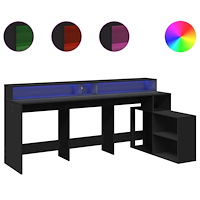 vidaXL Skrivbord med LED svart 200x104x91 cm konstruerat trä