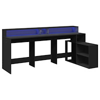 vidaXL Skrivbord med LED svart 200x104x91 cm konstruerat trä