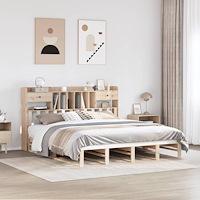 vidaXL Säng med bokhylla utan madrass 180x200cm massiv furu