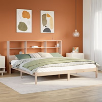 vidaXL Säng med bokhylla utan madrass 180x200cm massiv furu