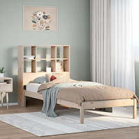 vidaXL Säng med bokhylla utan madrass 90x190cm massiv furu