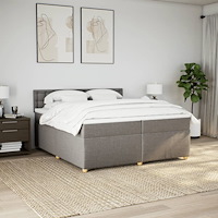 vidaXL Ramsäng med madrass taupe 200x200 cm tyg