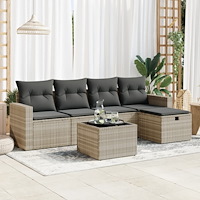 vidaXL Loungegrupp för trädgården m dynor 6 delar konstrotting ljusgrå