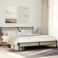 vidaXL Sängram utan madrass metall sonoma-ek 193x203 cm