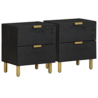 vidaXL Sängbord 2 st svart 40x33x46 cm massivt mangoträ