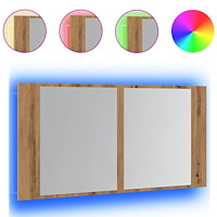 vidaXL Spegelskåp med LED artisan ek 90x12x45 cm konstruerat trä
