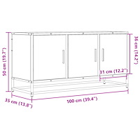 vidaXL Tv-bänk brun ek 100x35x50 cm konstruerat trä och metall
