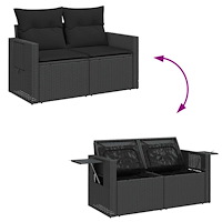 vidaXL Loungegrupp för trädgården med dynor 5 delar svart konstrotting