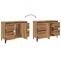 vidaXL Tvättställsskåp artisan ek 80x33x60 cm konstruerat trä